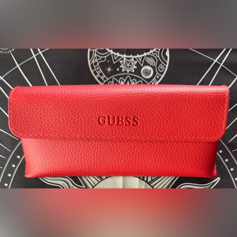 Guess Glasses Case - Red Pebble Leather w/velvet interior - Excellent Condition
